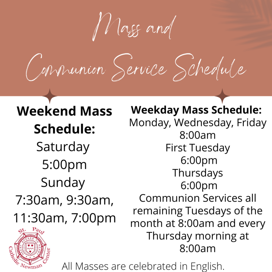 Mass And Communion Service Schedule 2